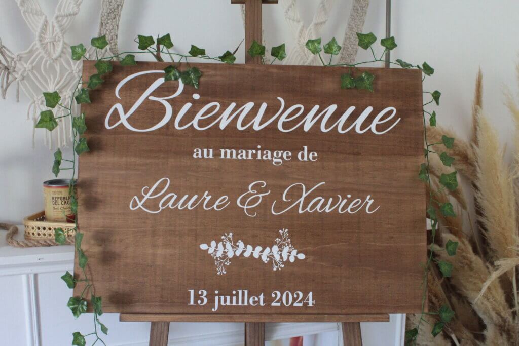 Panneau d'accueil personnalisé pour mariage avec prénoms et date, décoration Baby no Soucy